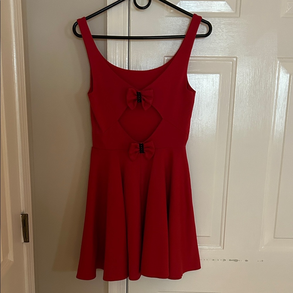 ASOS Red Sleeveless Dress with Bow Accents